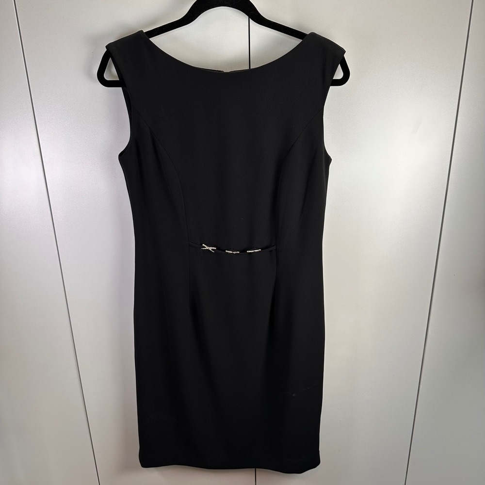 NWT VTG David Warren Womens Sz 8 Black Sheath Dress Y2K Mob Wife Glam Minimalist